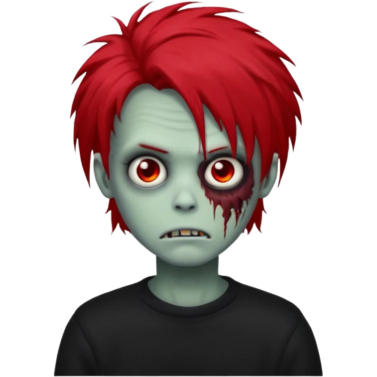 emo zombie boy largue hair red with black sweater  emoji