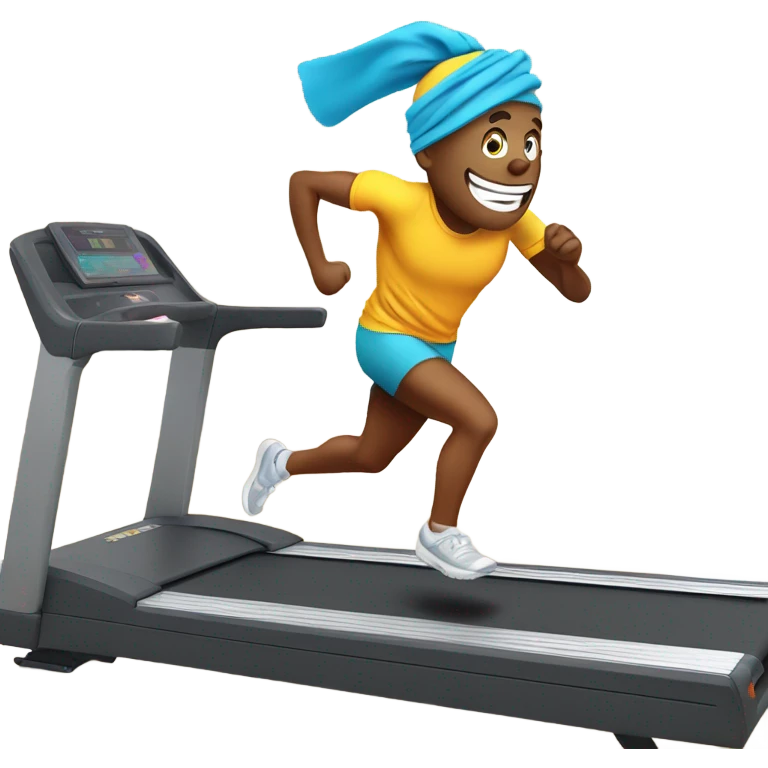 emoji head running on a treadmill with a sweat band on its head emoji
