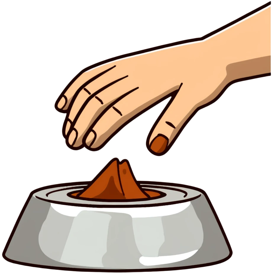 thumb pressing side of clay down onto a silver pottery wheel, thumb at the bottom of the clay, pottery gesture emoji