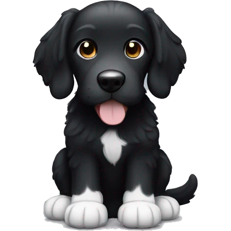 Black doodle dog with white belly and white paws  emoji