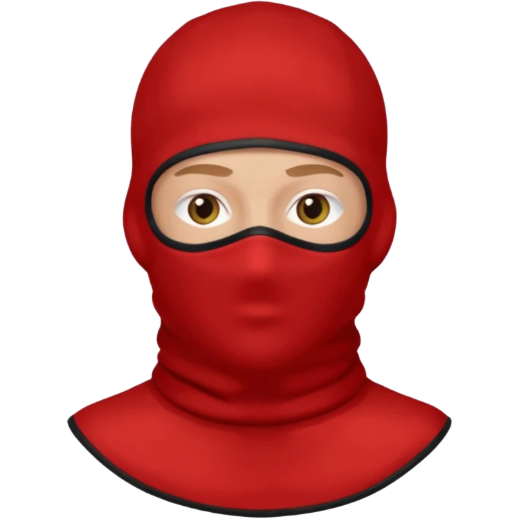 white man wearing a black top and red 2 hole balaclava emoji