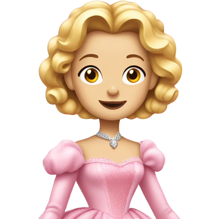 Glinda eating in a pink dress and jacket  emoji