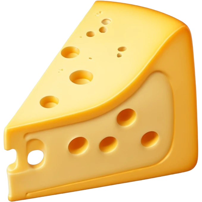A 3D cartoon cheese wedge identical to dairy cheese, slightly lighter yellow tone, Memoji-style. emoji