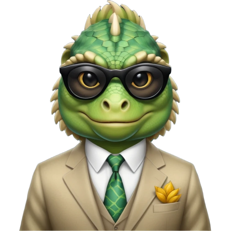 capitalist iguana banker godfather with black sunglasses satirical emoji