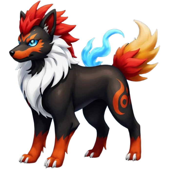 Shiny Exotic Gothic Houndoom-Arcanine-Pokémon-Fakémon-hybrid-creature emoji