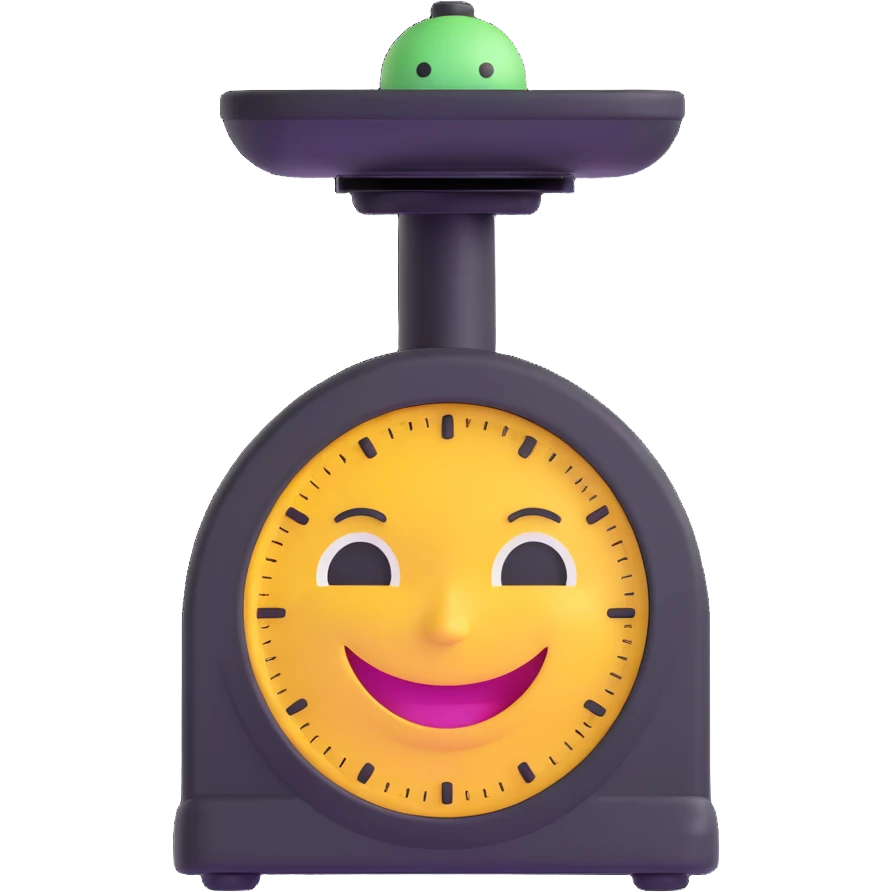scale with a smiling face on the dial emoji
