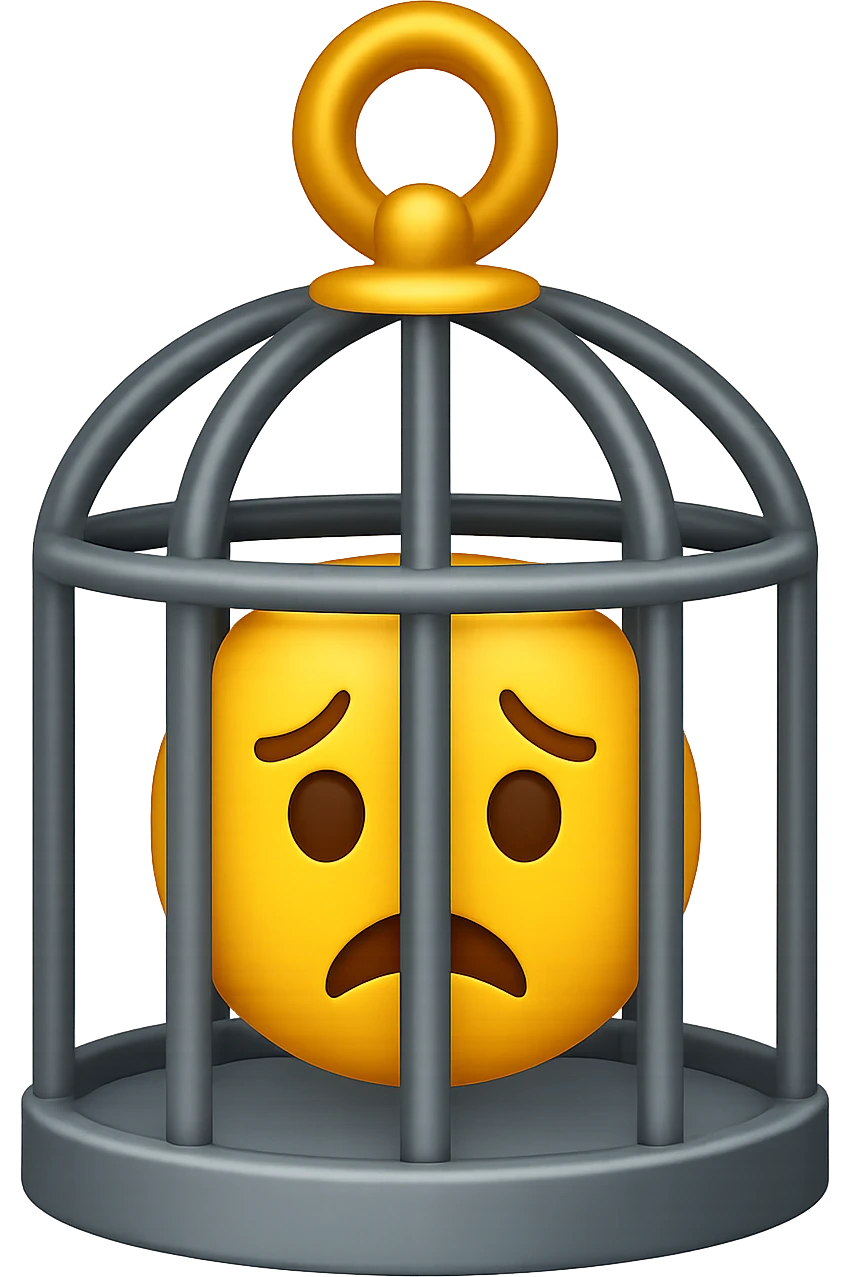 Disturbi alimentari visti come una gabbia stile emoji iphone. emoji