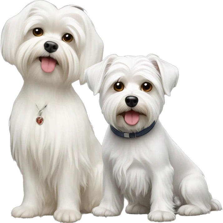  white maltese dog and biver York terrier   emoji