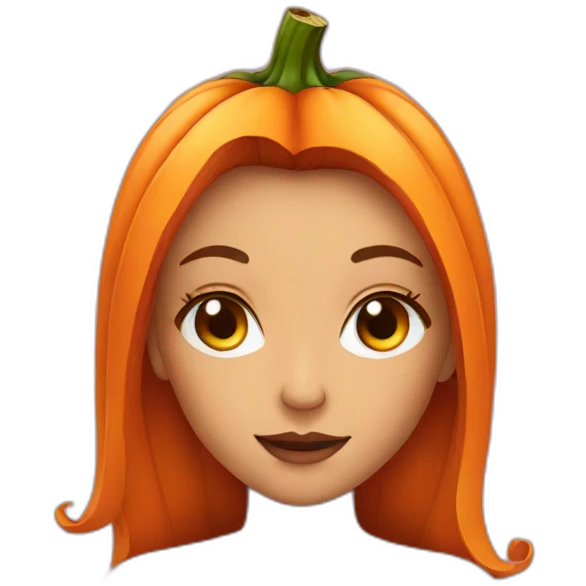 a girls face but her face is also a pumpkin emoji