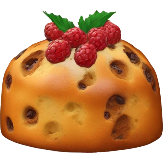 un panettone delicioso y apetitoso, tradicionalmente decorado con frutas confitadas y pasas. emoji