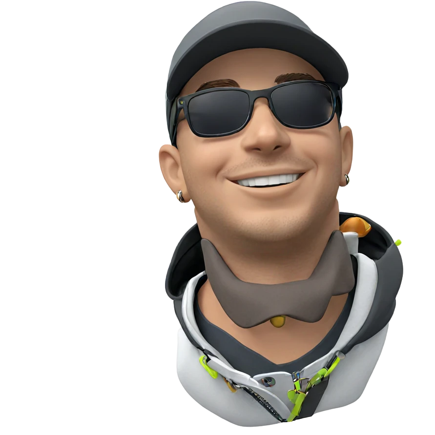 boy with accessories and smile emoji