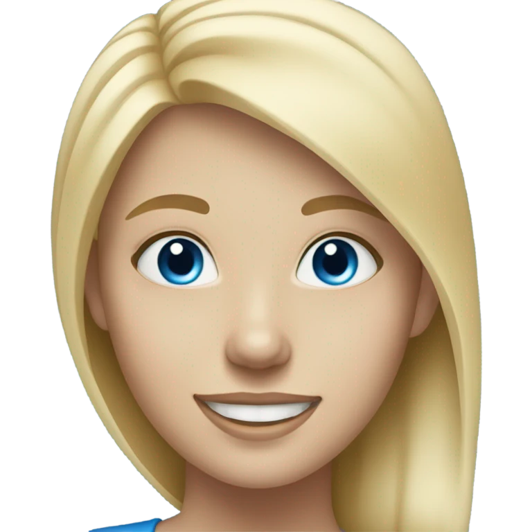 blonde girl smiling portrait blue eyes emoji