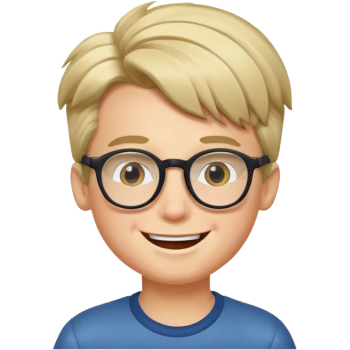 un ragazzo con gli occhiali e capelli in avavnti che fa l'occhiolino ed è felice emoji
