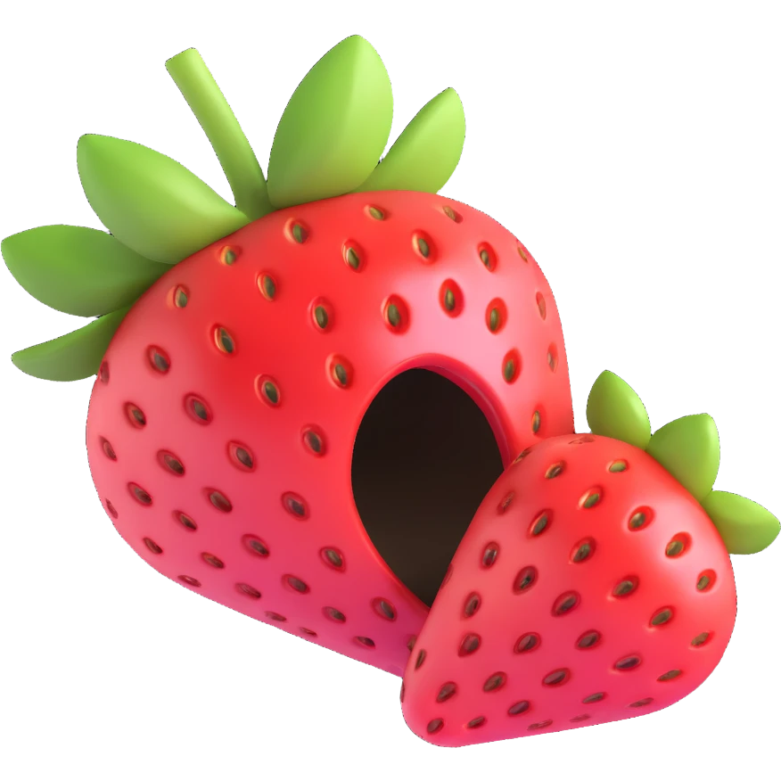 strawberry in Google emoji art style, with a bite taken out emoji