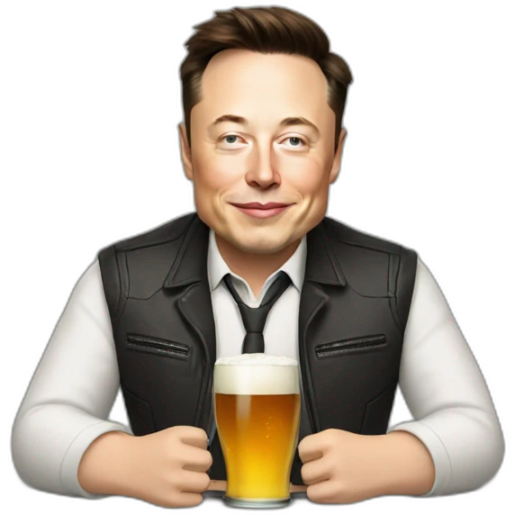 Elon Musk drinking beer emoji