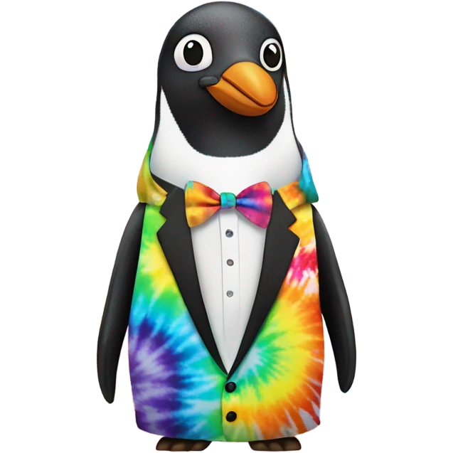 Penguin wearing a tie dye tuxedo emoji