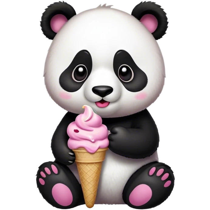 Panda eating ice creamp emoji