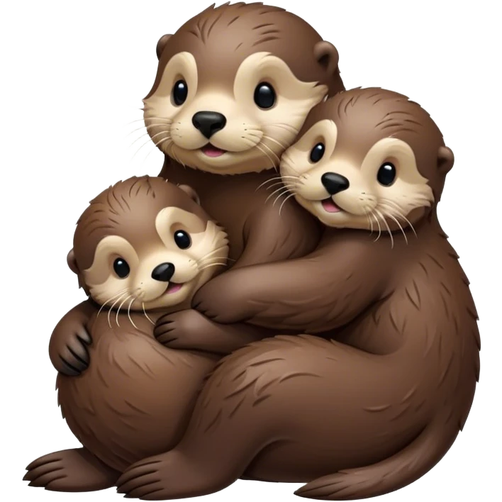 Disney-style, sea otter mom and sea otter pup snuggling emoji