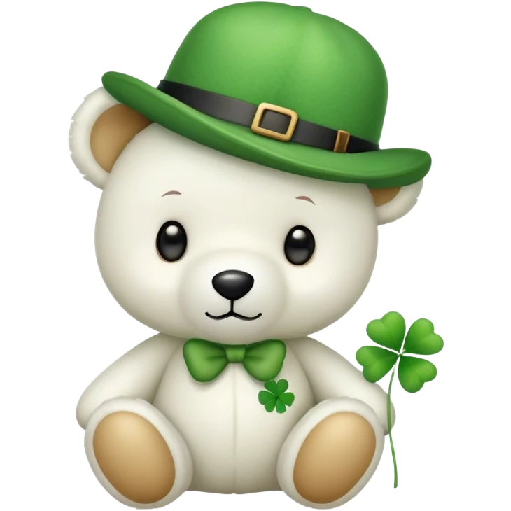 Cute white St Patricks day teddy bear emoji