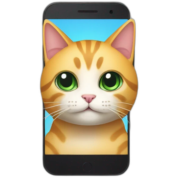 chatbot cat inside of a smartphone emoji