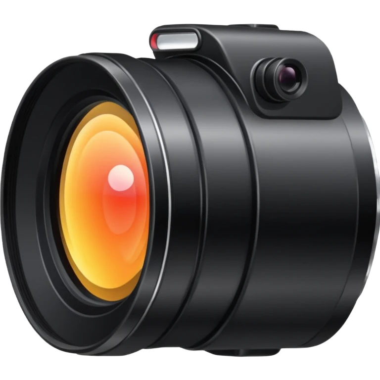 A simple camera lens, apple emoji style, side view, no face emoji