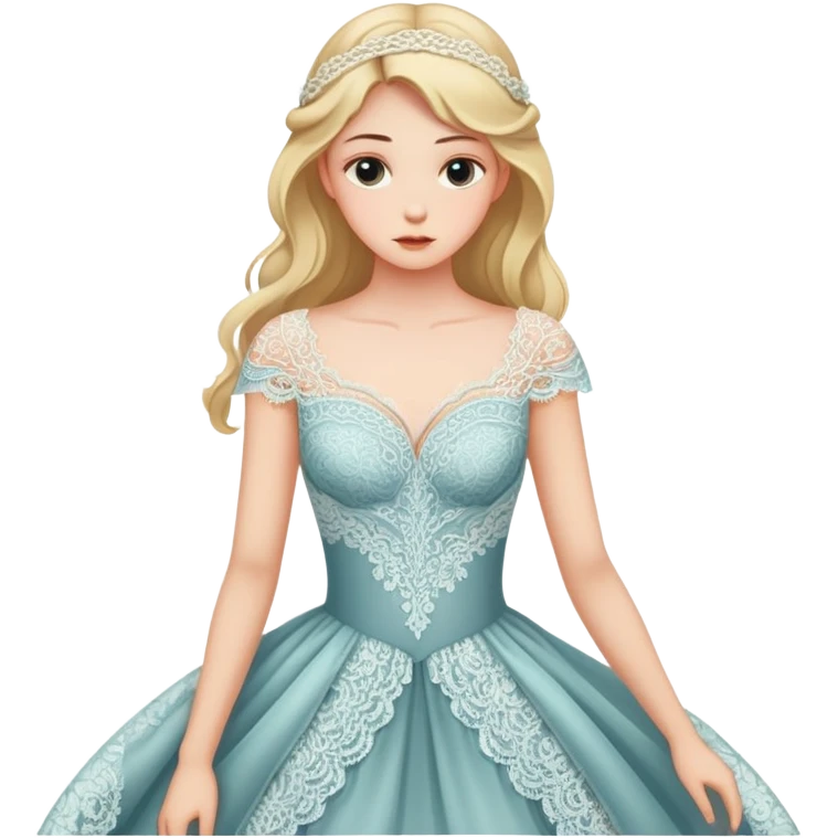 A woman thinks about a dress emoji