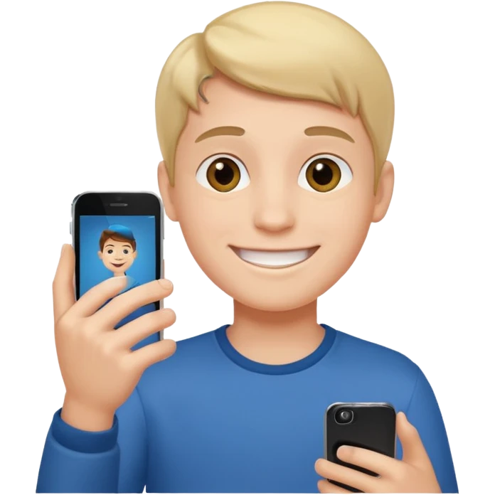 Boy with mobile calling emoji