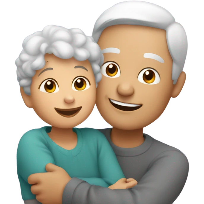 A grandson hugging his grandma emoji