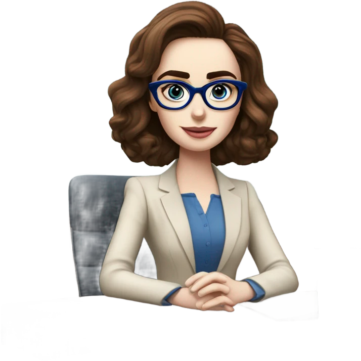 Lily collins blue eyes wearing glasses in a business meeting  emoji