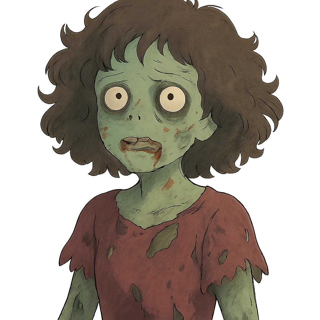 zombie girl with curly hair emoji