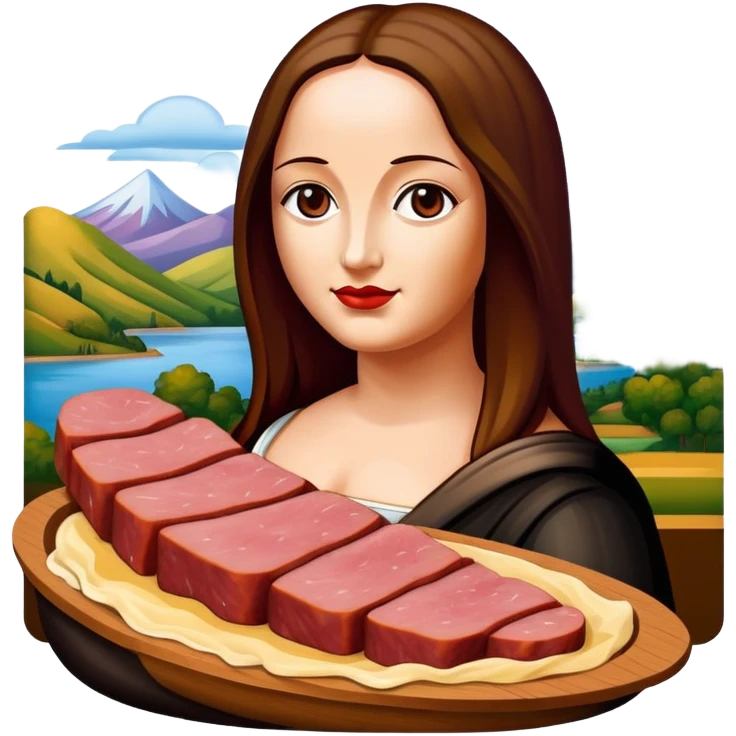 pop art monalisa SPAM meat slop landscape  emoji