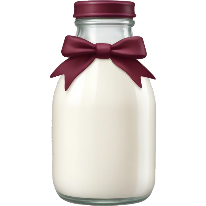 aesthetic milk bottle with burgundy bow emoji