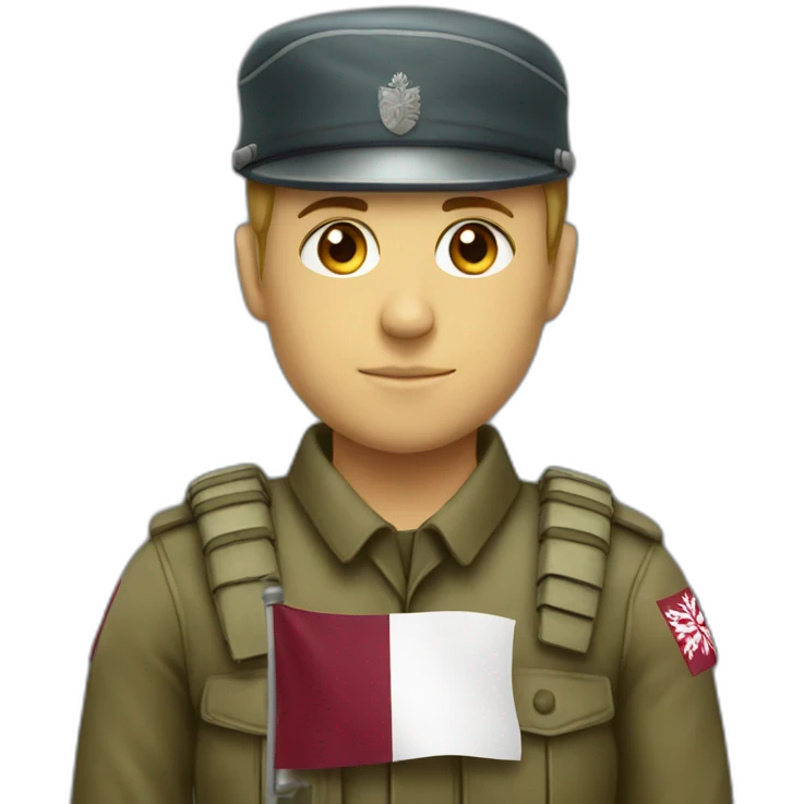 a soldier holding a Latvian flag emoji