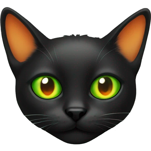 Black cat in orange spots with one left eye green emoji