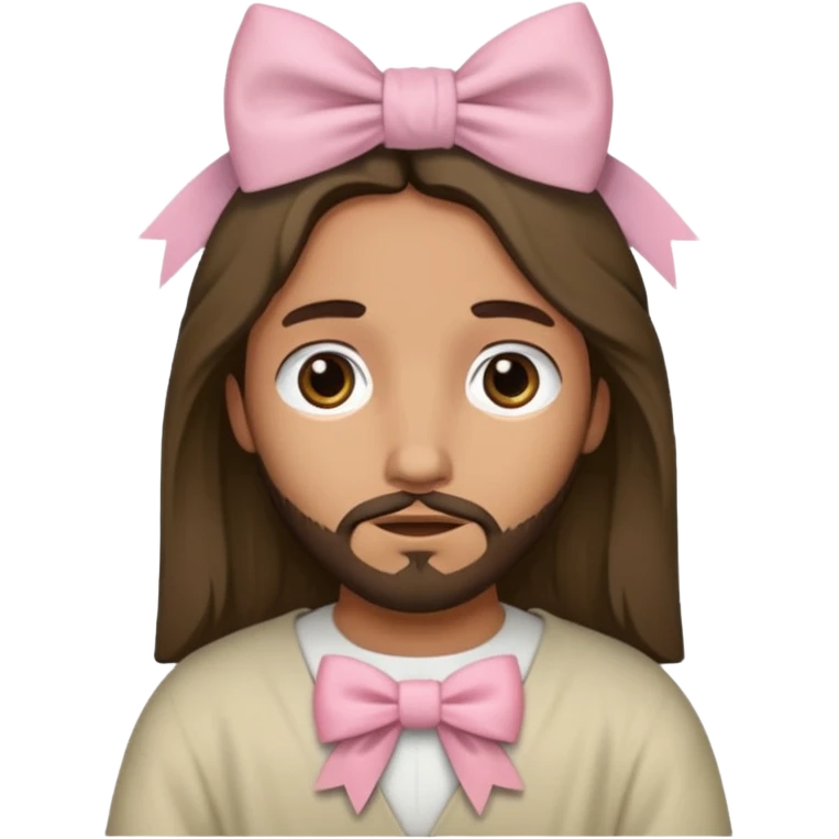 a historical accurate jesus with a super pale pink bow emoji