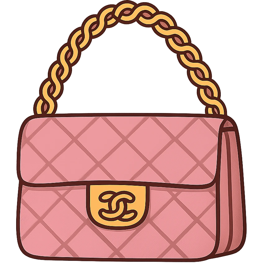 flat toon style pink designer purse emoji