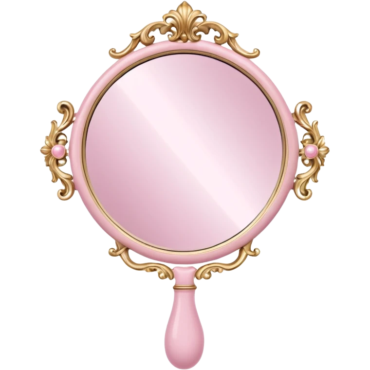 vintage rococo pale pink inflatable puffy hand held mirror emoji