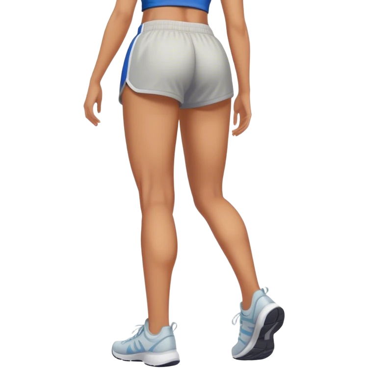 back view of full legs female with gym shorts emoji