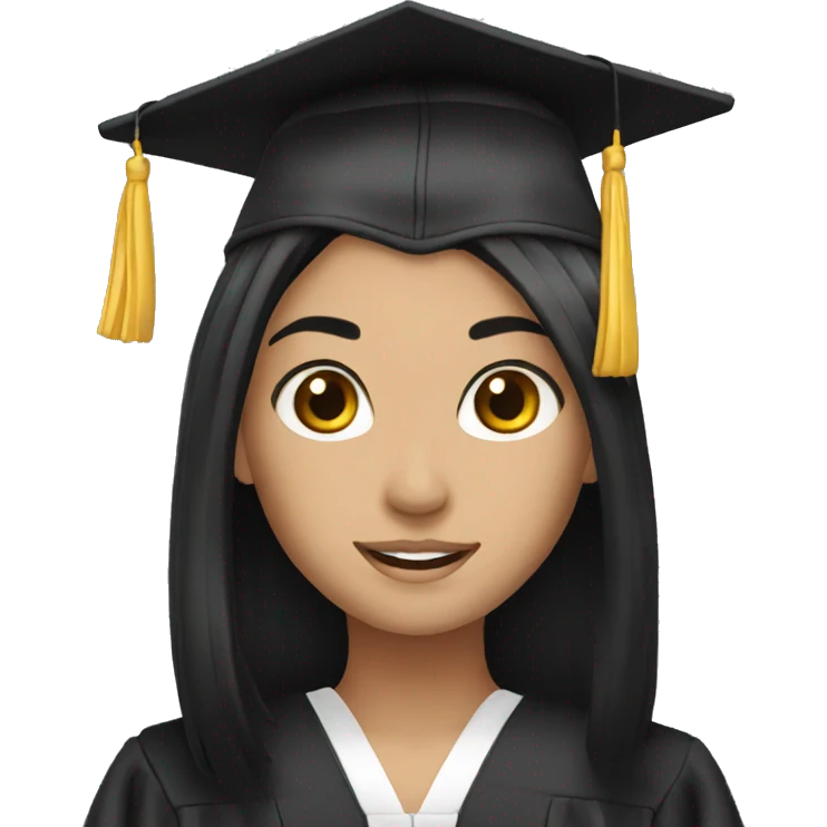 graduation long black hair emoji
