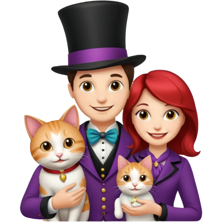 magician couple and their pet cat emoji