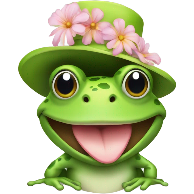 Frog with flower hat emoji