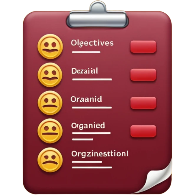 HAZ UNA lista de objetivos en color vino/rojo carmesí emoji
