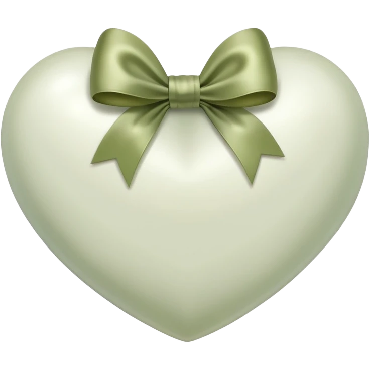 white heart with pale olive bow emoji
