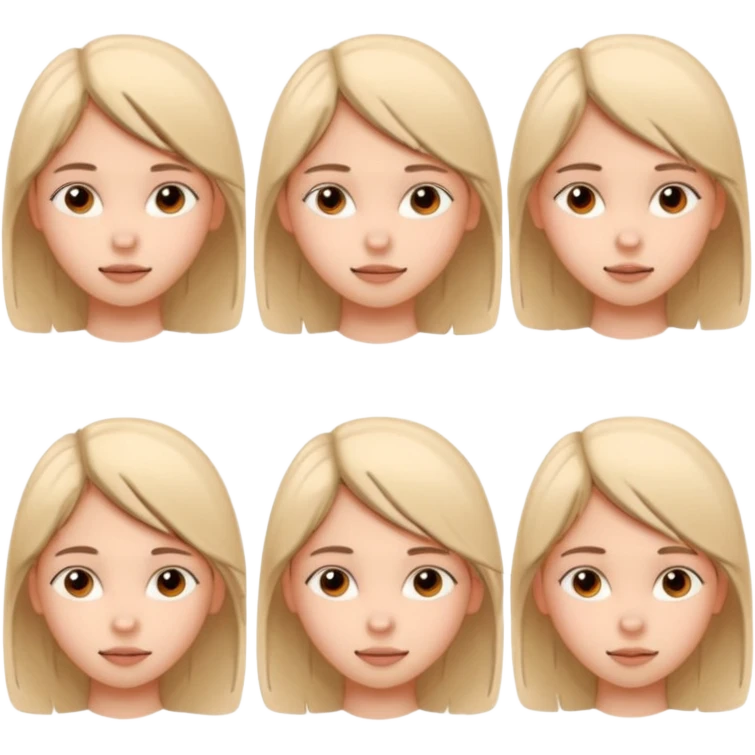 Pencil sketch sheet of a teenage girl's head, 10 different facial expressions, minimal line art, hand-drawn style, isolated on white background, sketchy aesthetic. emoji