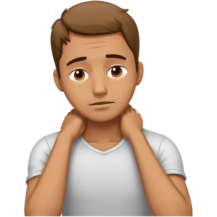 Guy crashing out with arms around his neck emoji