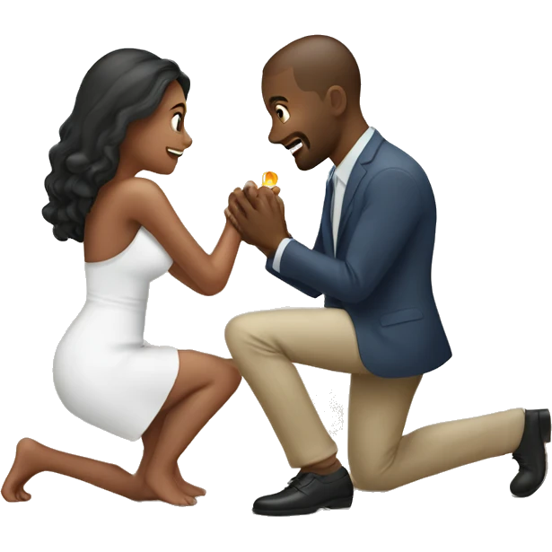 Man proposing on one knee with a ring to his girlfriend emoji