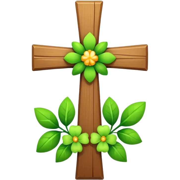 cross decorated with green flowers emoji