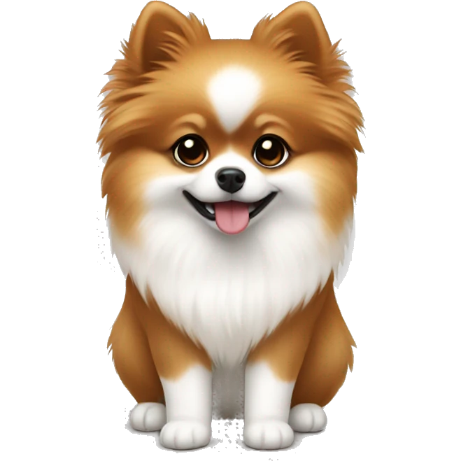 Pomeranian White and brown. cute emoji