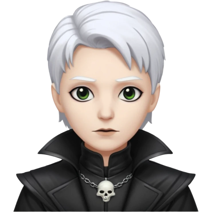 necromancer with black leather outfit white hair emoji