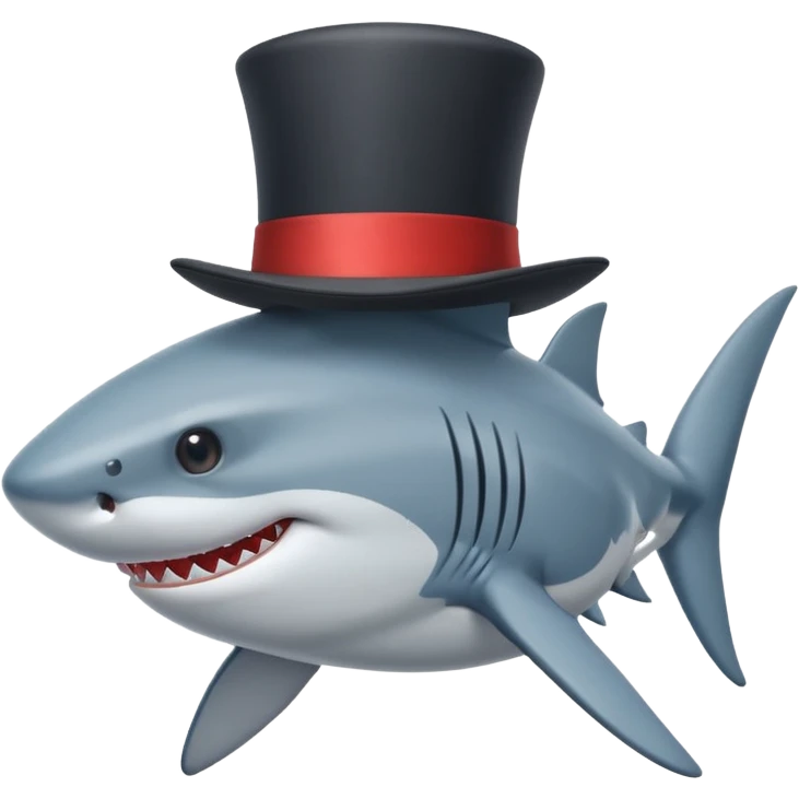 Shark with a top hat emoji